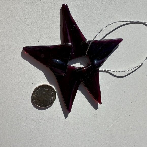 #2121 5 STAR DARK PURPLE RED 5 POINT STAR ORNAMENT / SUNCATCHER  FUSED - Picture 5 of 5